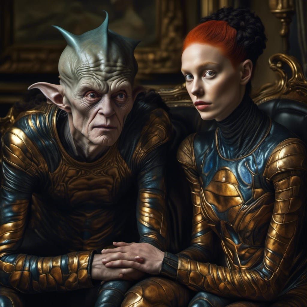 Old Master Paintings: Alien Party in Hyperrealism