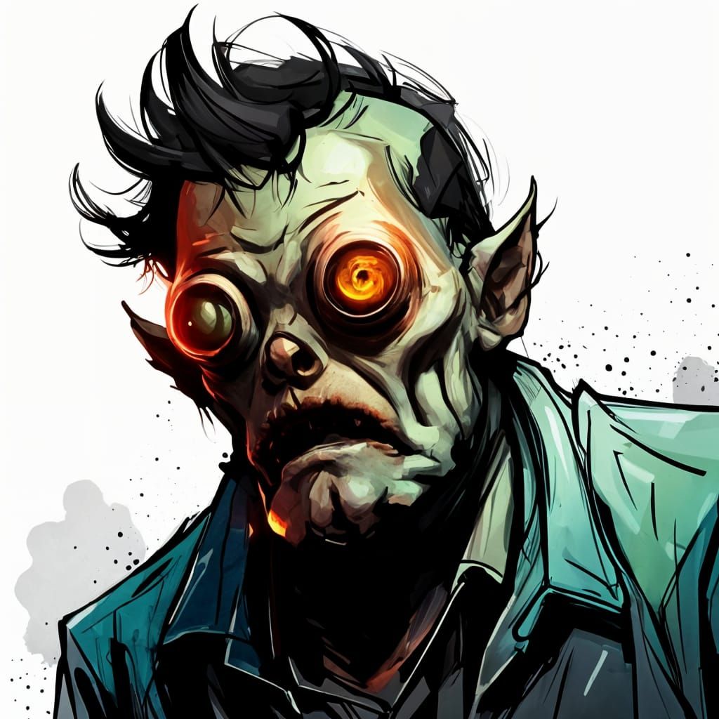 Creepy Uranium Demon Portrait in Darkcore Style