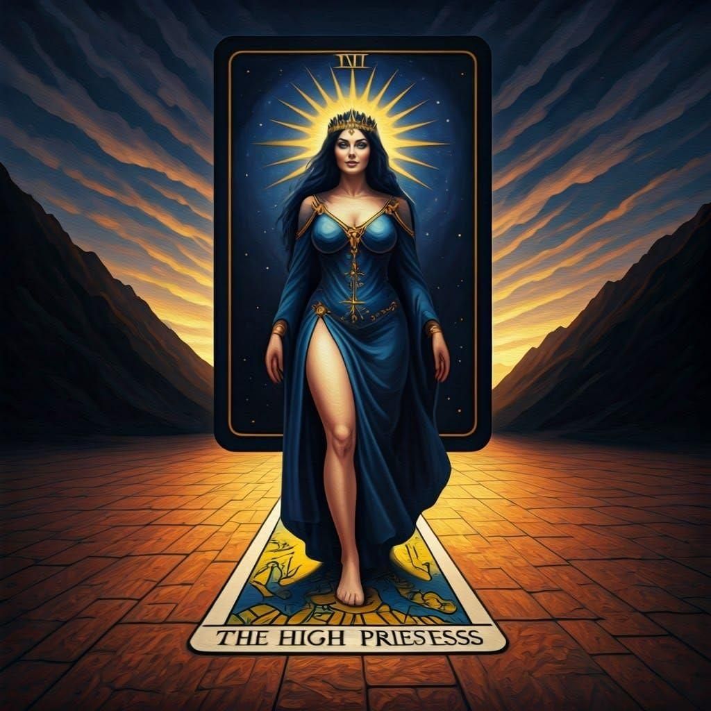 High Priestess Tarot Card Comes to Life, Surreal Oil Paintin...