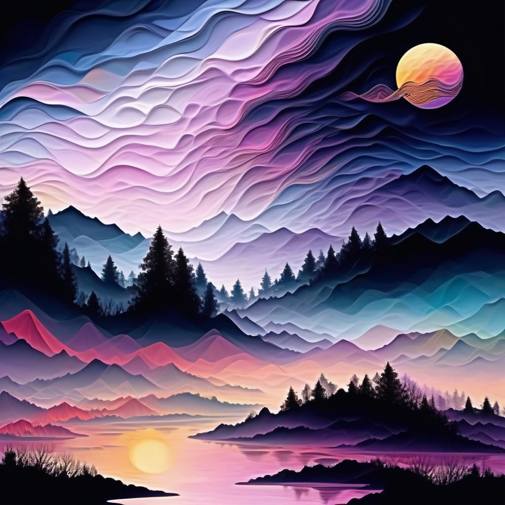 Abstract Fractal Wave Function in Expressionist Oil Painting