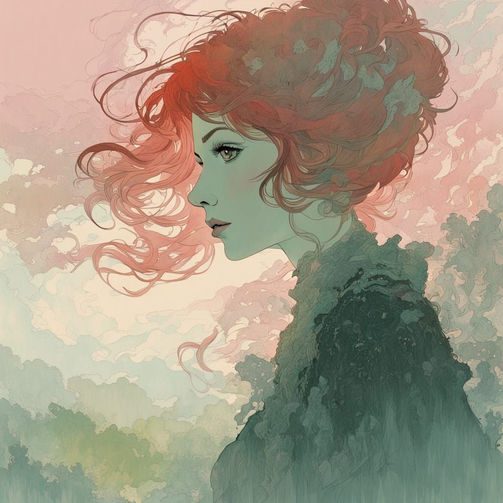 Foggy Silhouette with Gradient Colors