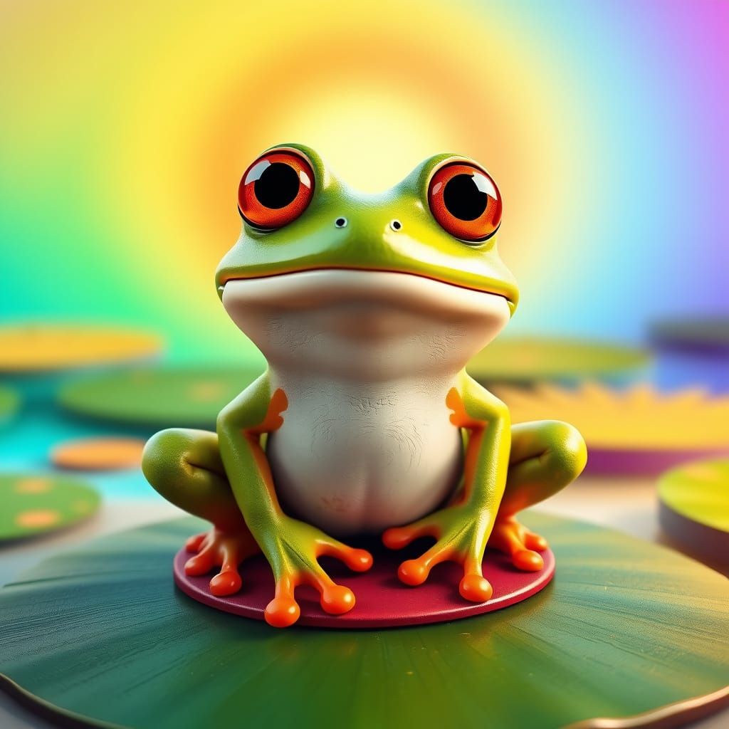 Surprised Frog in Vibrant 3D Digital Art