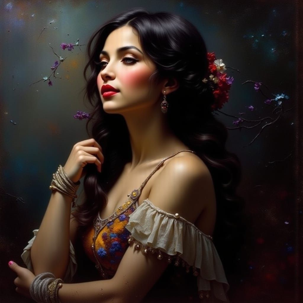 Latina Profile Portrait in Moody Lighting