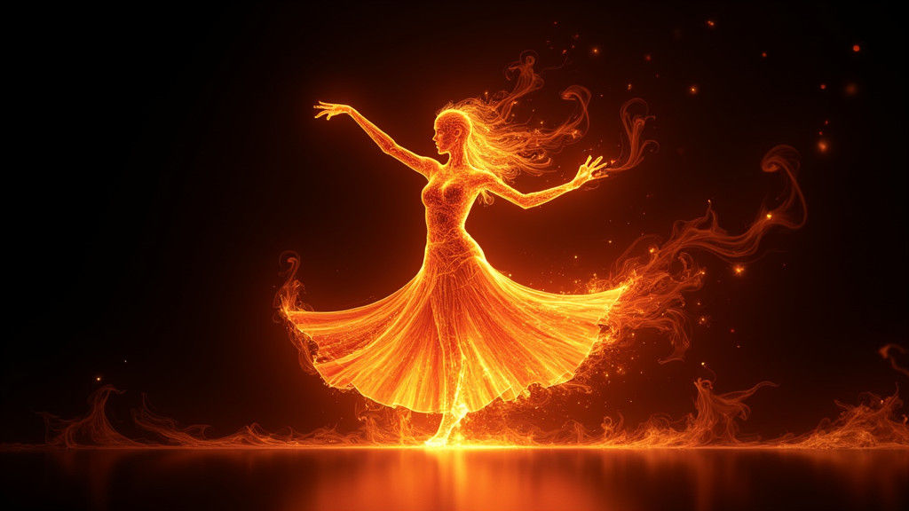 Abstract Impression: Dancer Drawn in Swirling Flames