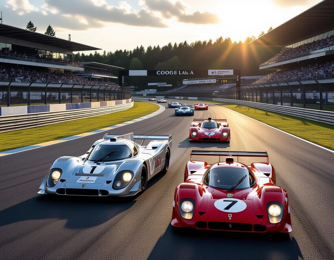 Porsche Leads Ferrari at Le Mans, Sunrise