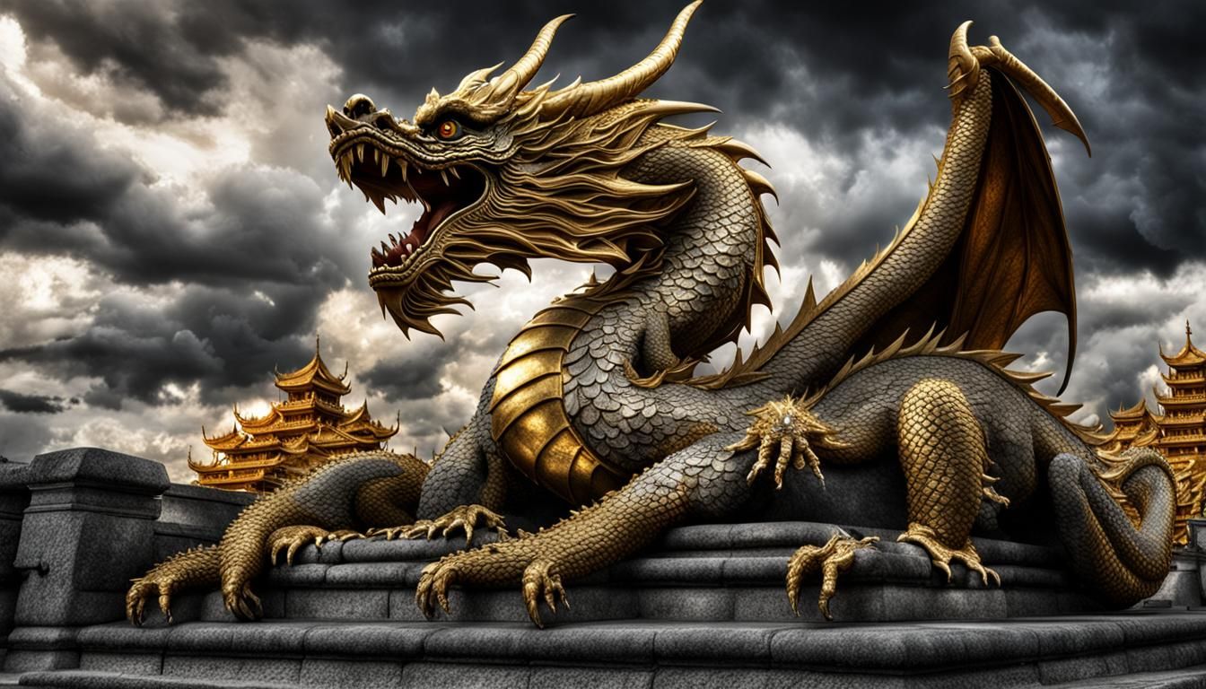 Gold and Silver Dragon Guards Hades Entrance