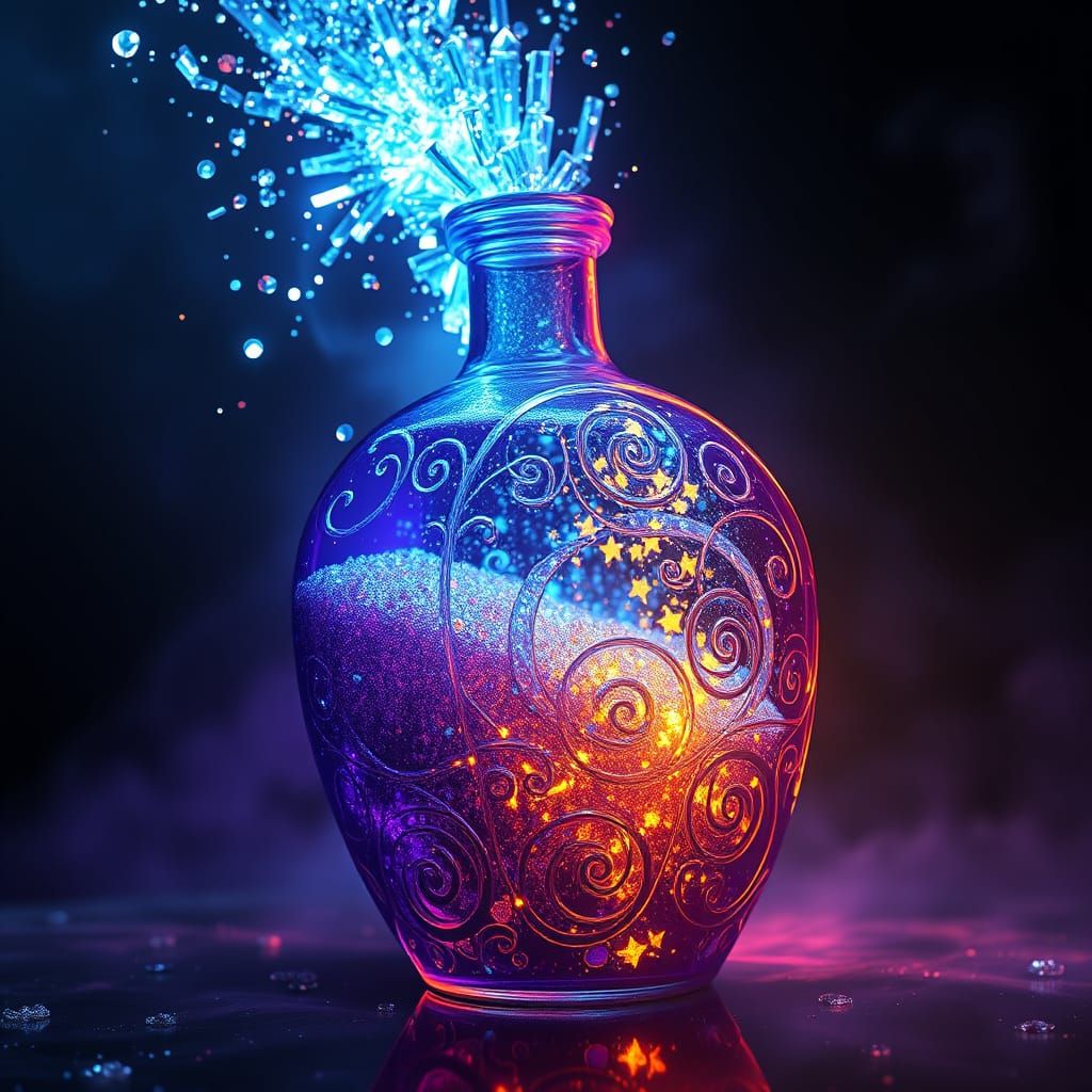 Mystical Glass Bottle in Dark Fantasy Style