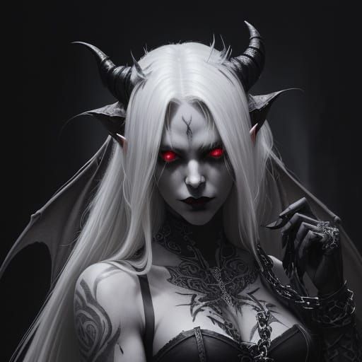 Gothic Demon Puppeteer in Detailed Sketch Style