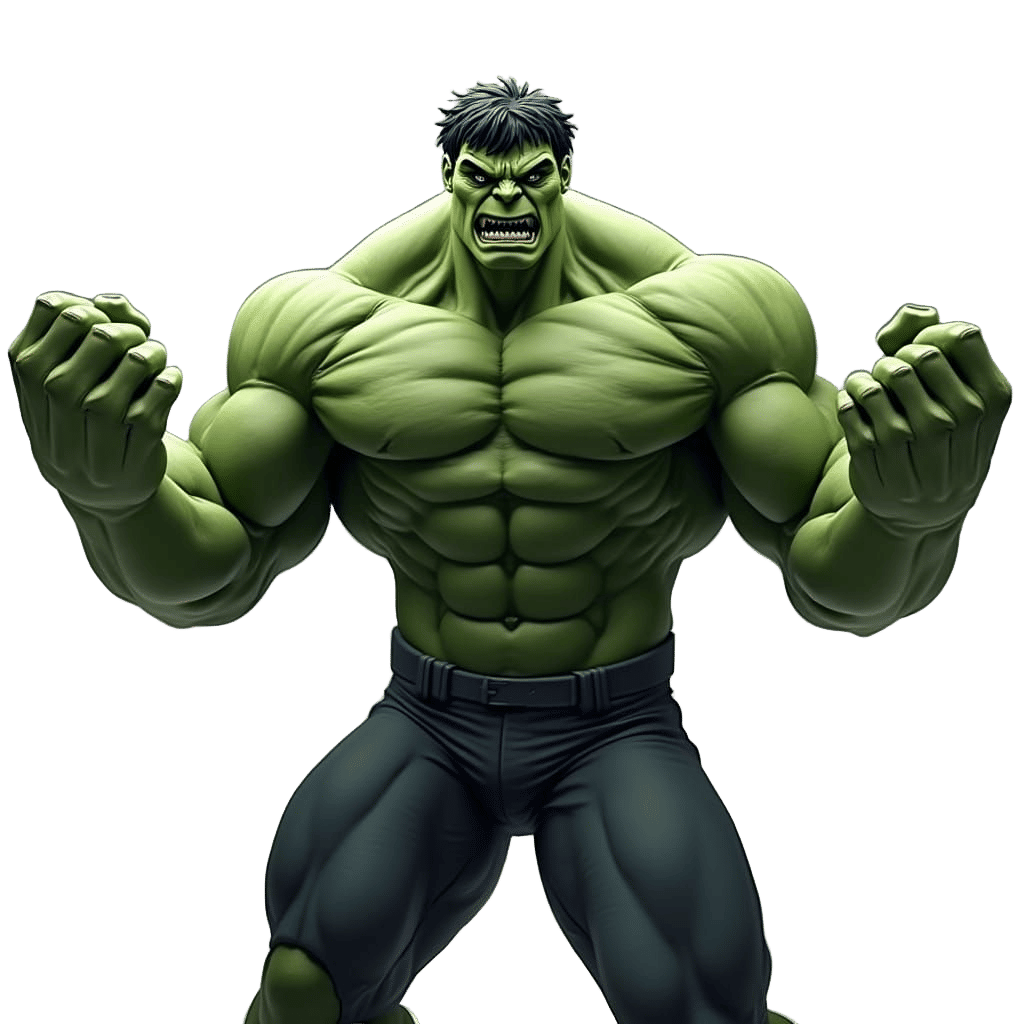 Muscled Hulk in Epic Comic-Book Pose