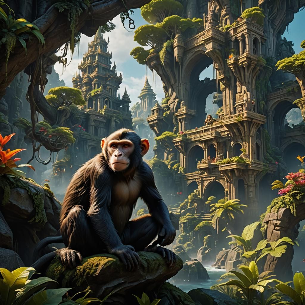 Fantastical Monkey in Detailed Matte Painting