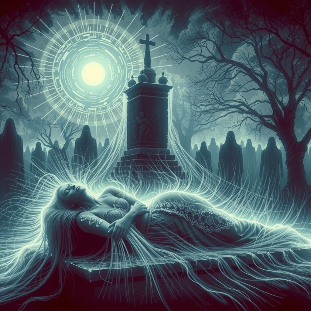 Eerie Kirlian Photo of Haunted Forest Altar