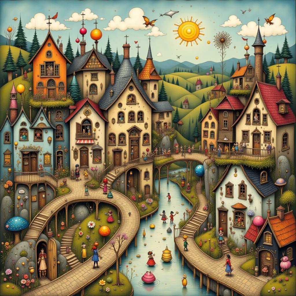 Whimsical Town with Enchanting Residents
