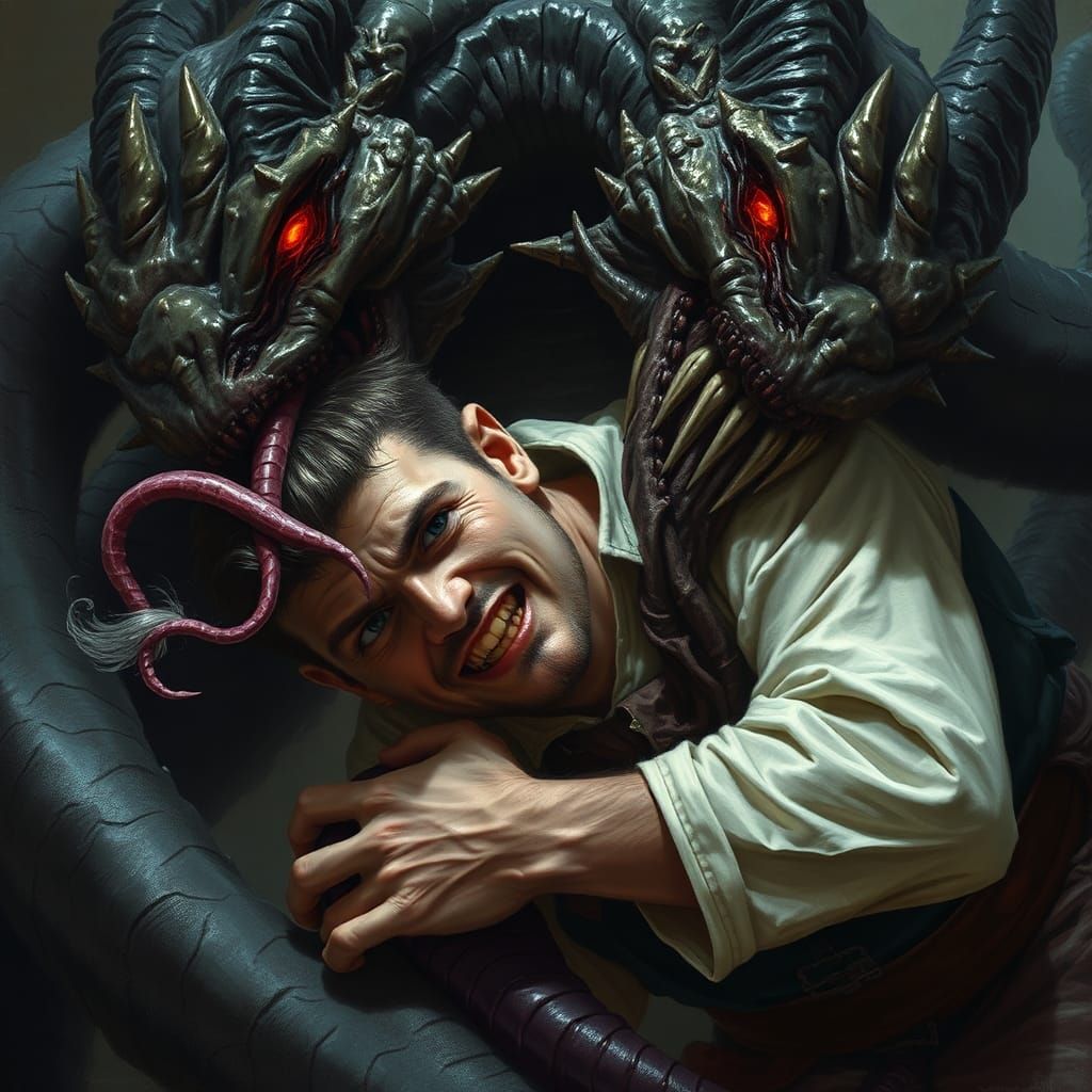 Demon's Grasp: A Dark Fantasy Horror Scene