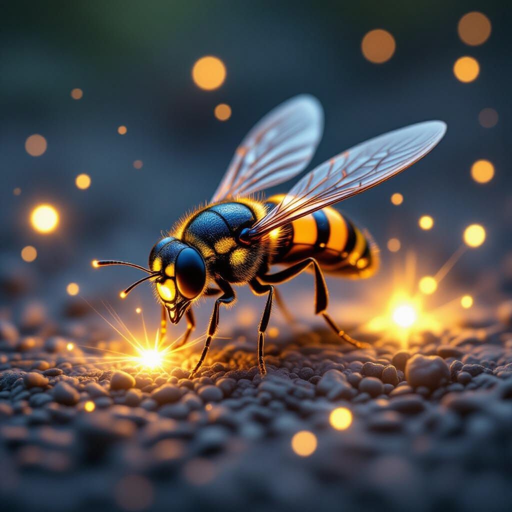 Glowing Firefly at Night in Ultra Detail