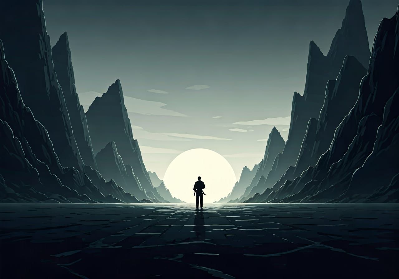 Martial Arts Master in Abstract, Flat Illustration