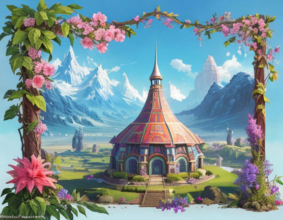 Vibrant Whimsy in a Gritty Sci-Fi Wonderland as Concept Art