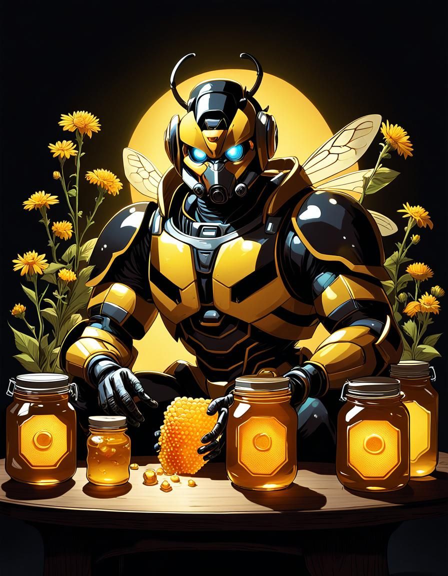 Radioactive Bumblebee Sorcerer in Dark CGI Style