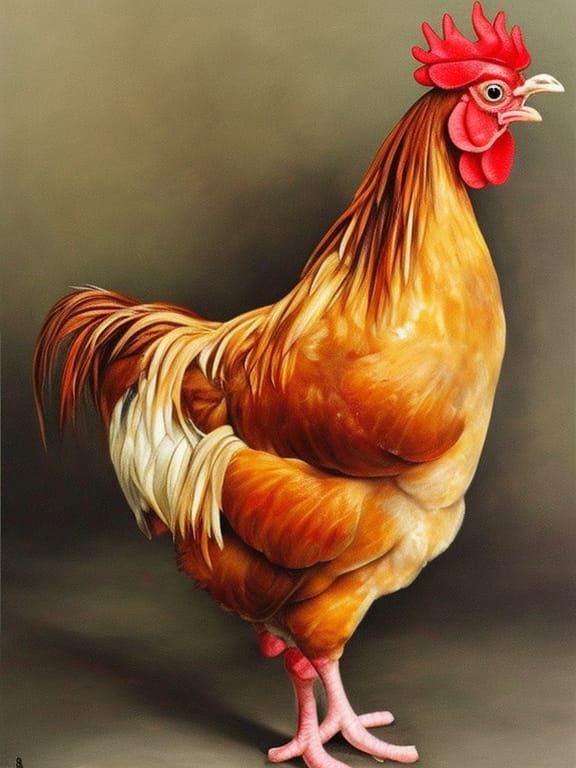 Hyperrealistic Painting of a Thai Game Chicken