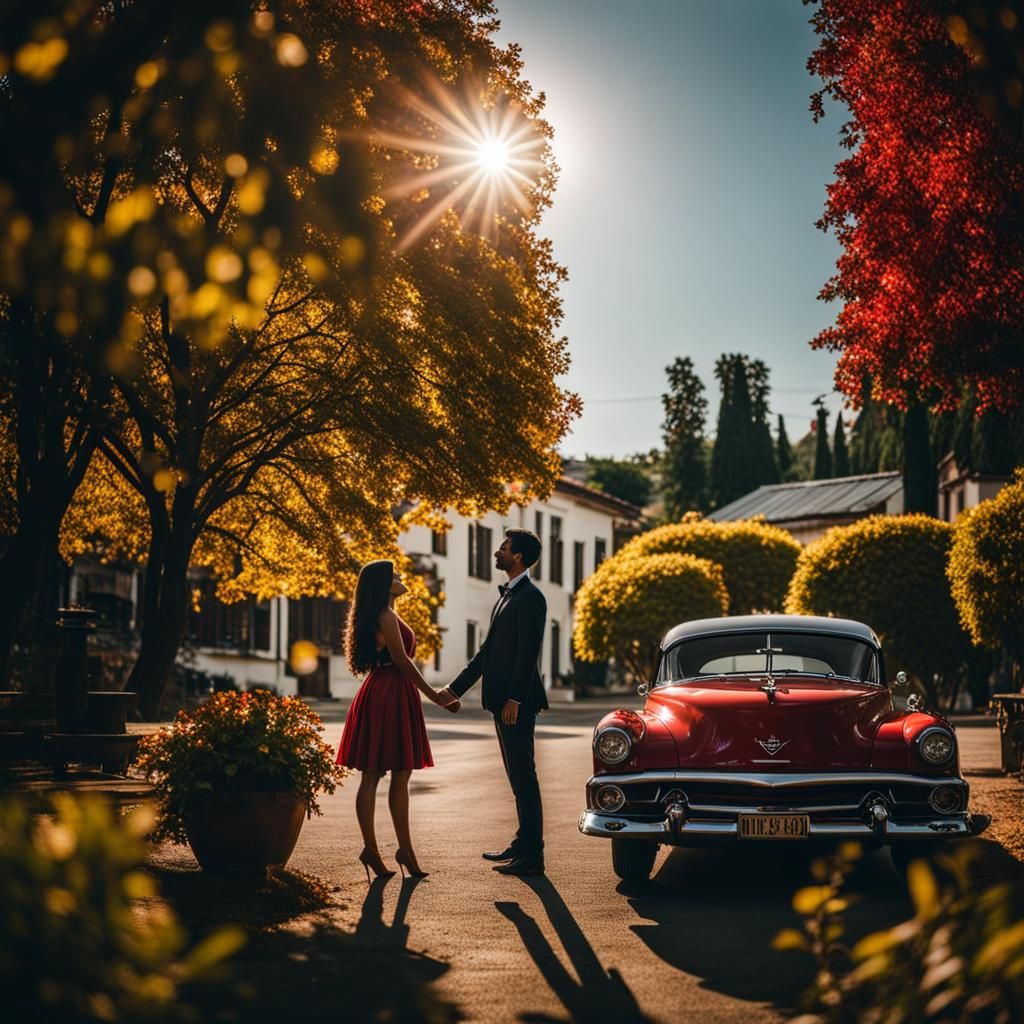 Romantic Encounter Under a Beautiful Tree