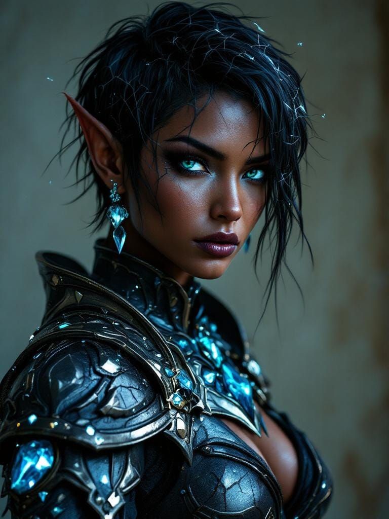 Elven Crystal Warrior Portrait in Artgerm Style