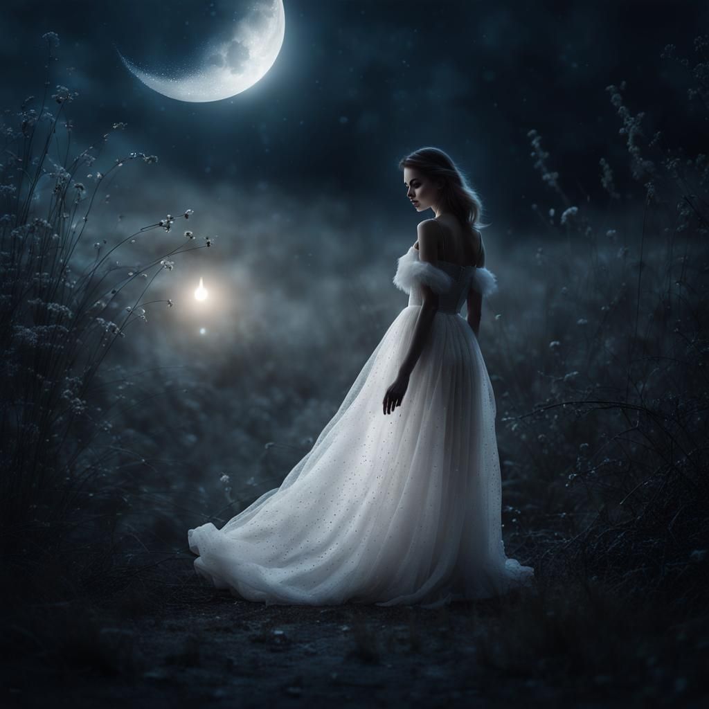 Mystical Girl Holding the Night Sky