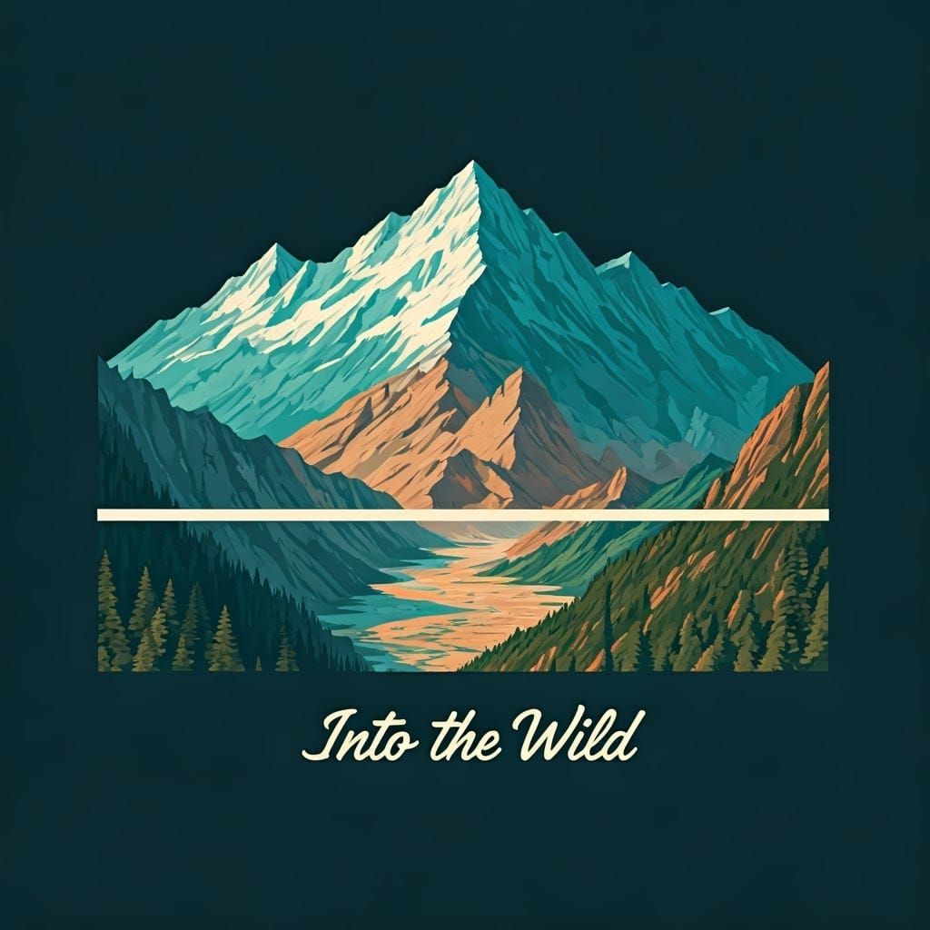 Adventure Graphic with Mountain Landscape Text Blocks