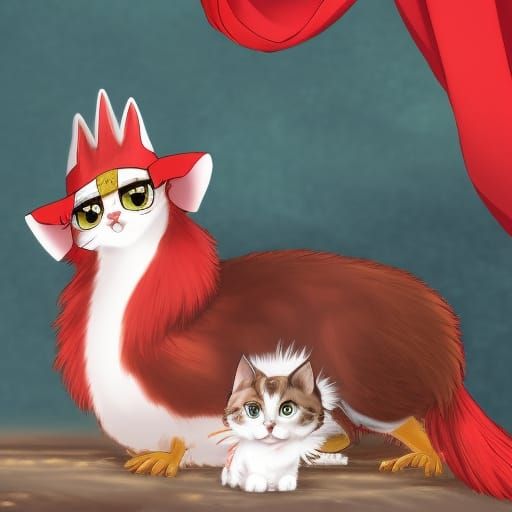 Red Hen, Beagle, and Kitten: Anime Style