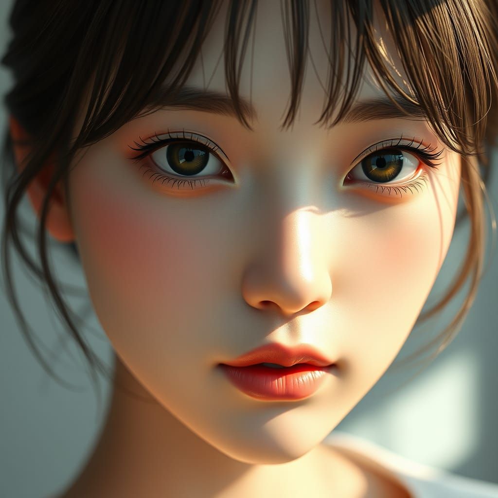 Hyper-Realistic Anime Portrait of a Beautiful Woman