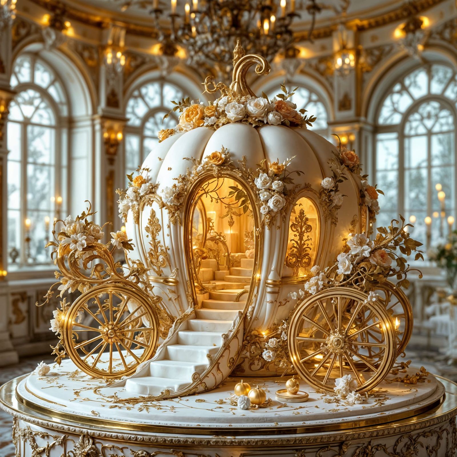 Whimsical Baroque Cinderella Carriage Cake