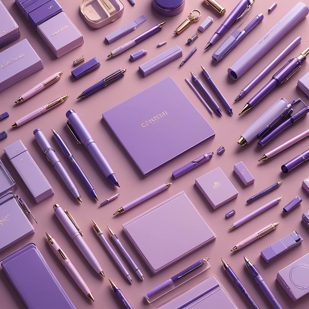 Elegant Purple Stationery Set: 3D Anime Art