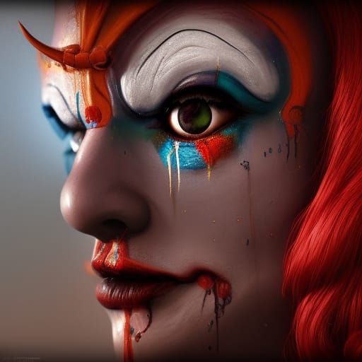 Clown's Tear: Detailed Matte Painting in Deep Color
