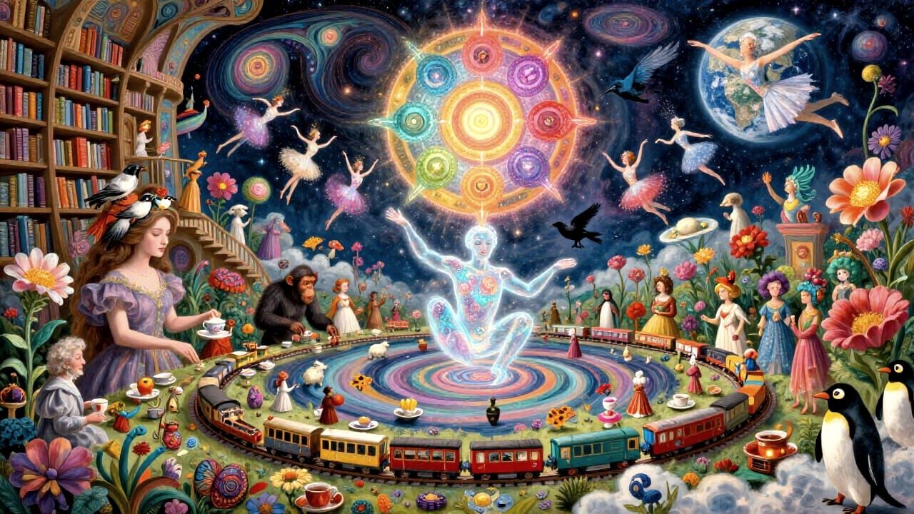 Surreal Tea Party in Galactic Library