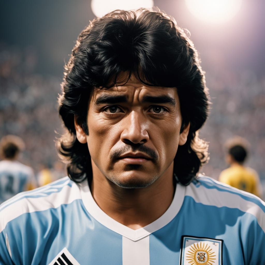 Hyper-Realistic Portrait of Diego Maradona in Golden Light