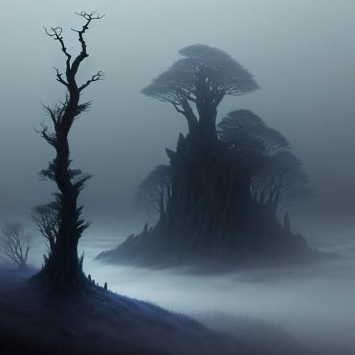 Eerie Figure on Moonlit Cliff in Dark Romanticism Style