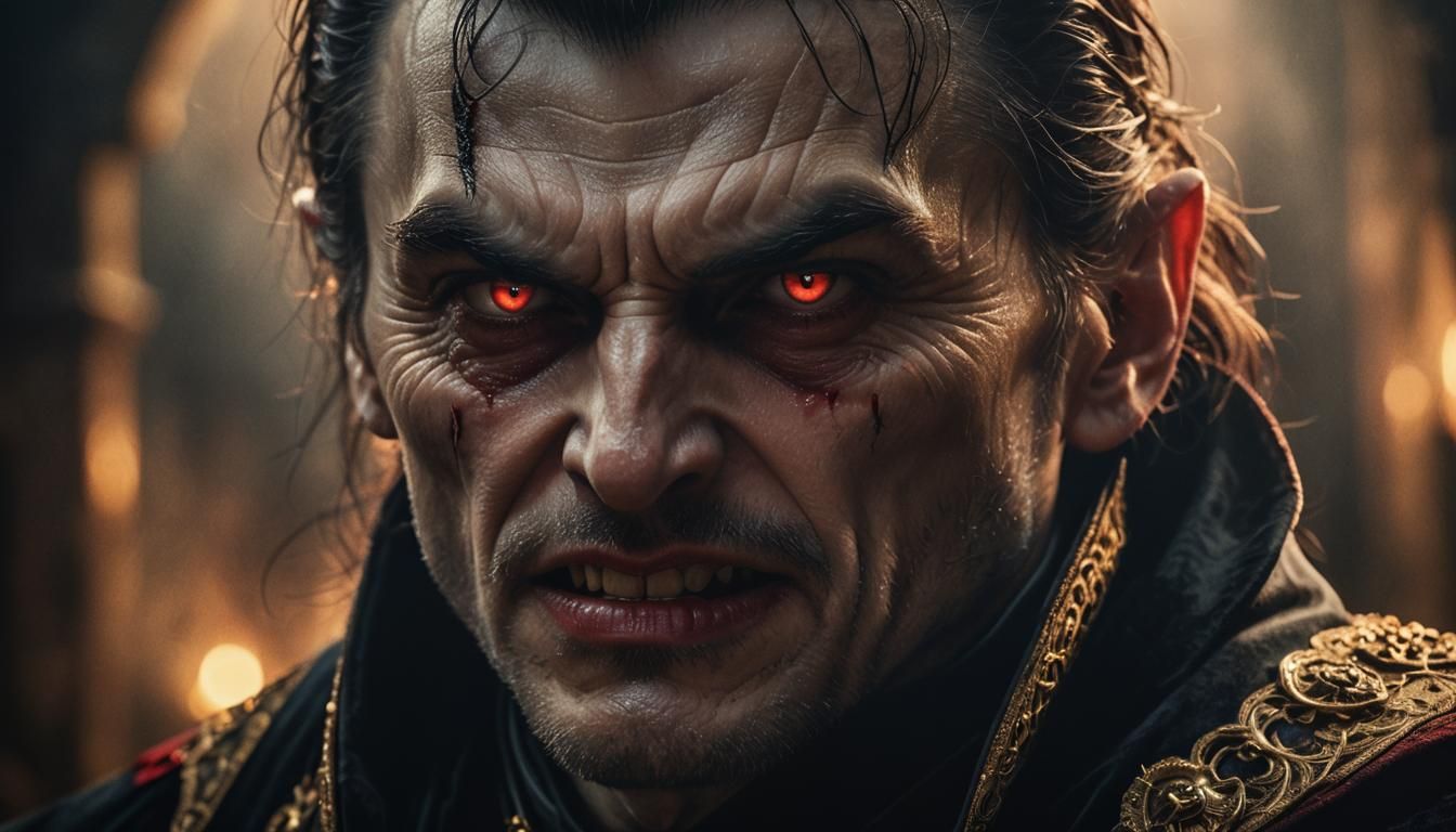 Enraged Dracula Portrait in Dark Fantasy Style