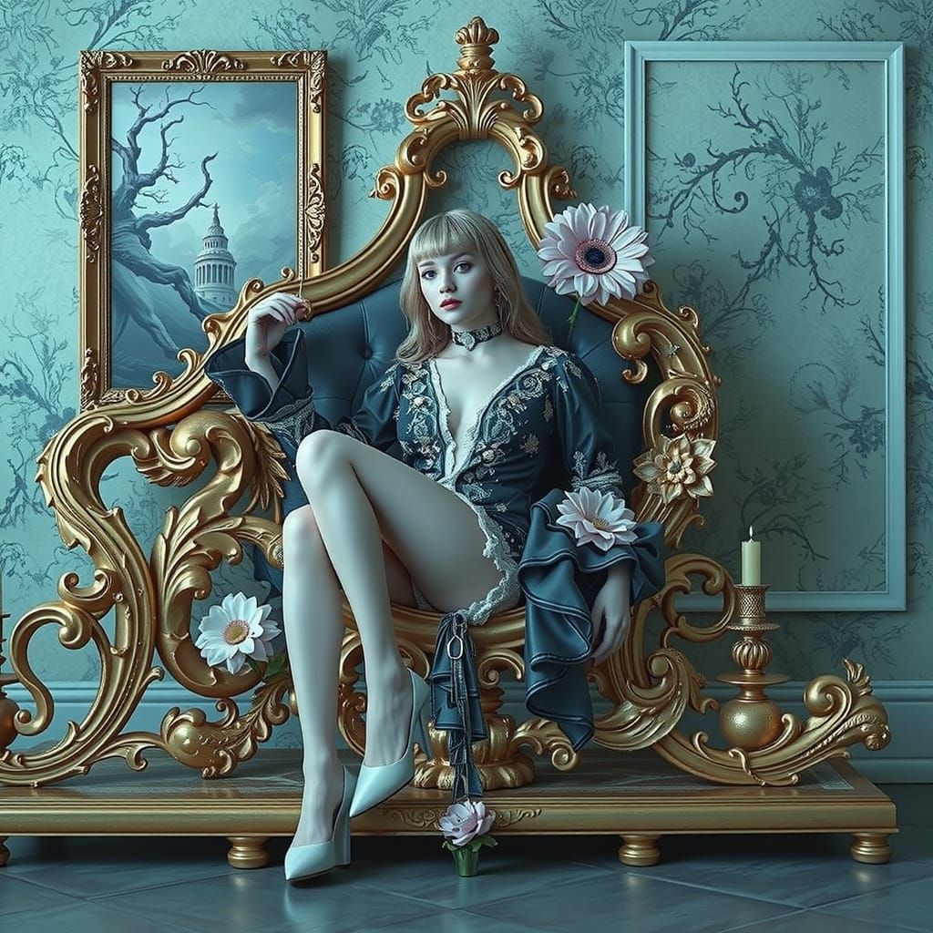 Vibrant Psychedelic 3D Scene in Maximalist Style