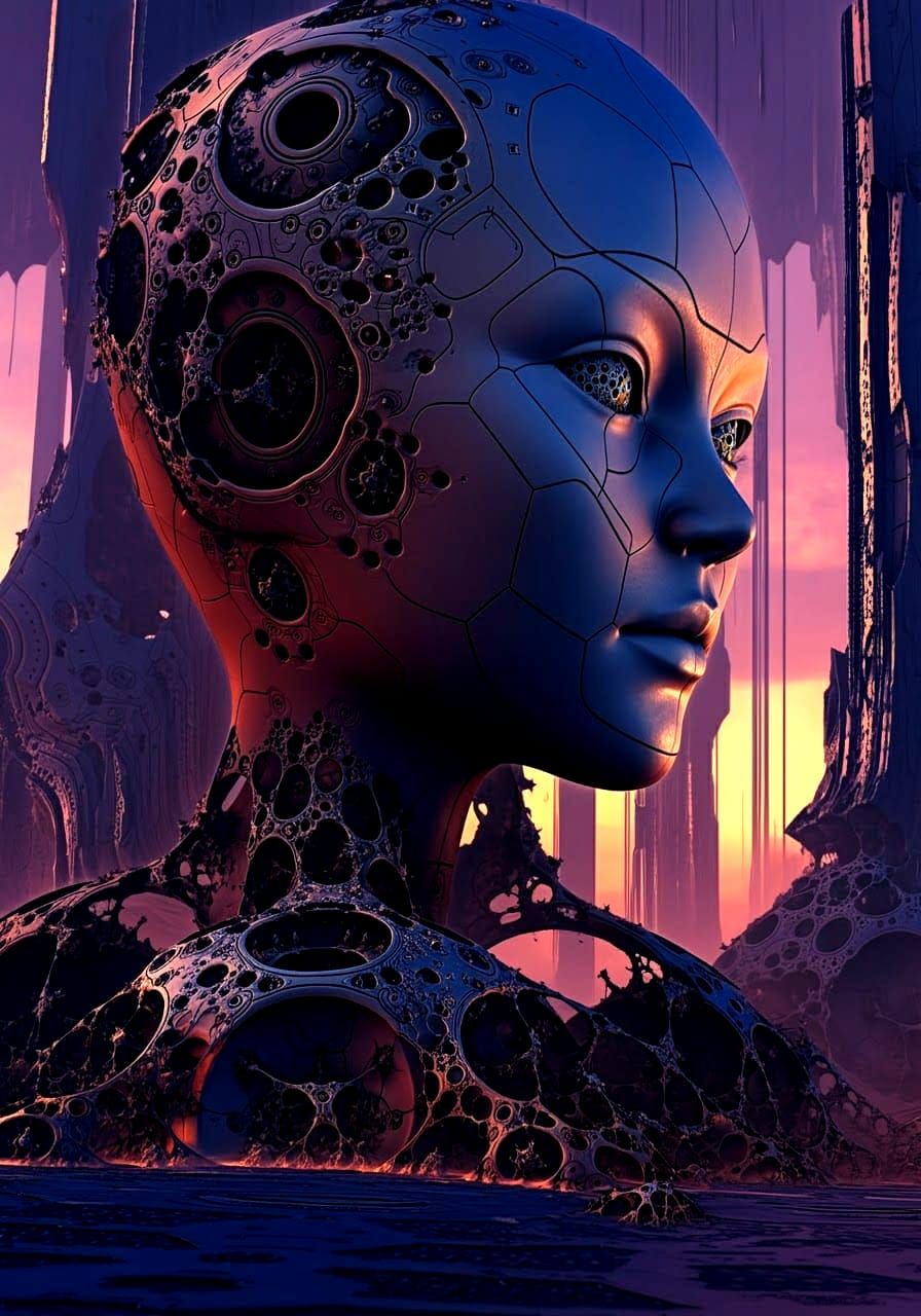 Surreal corrupted alien construct