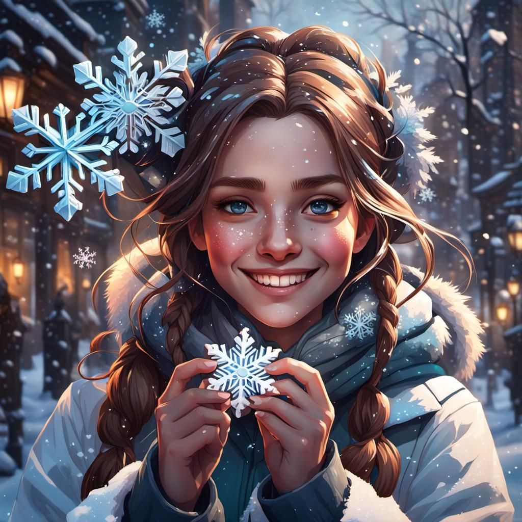 Magical Winter Portrait of a Young Girl