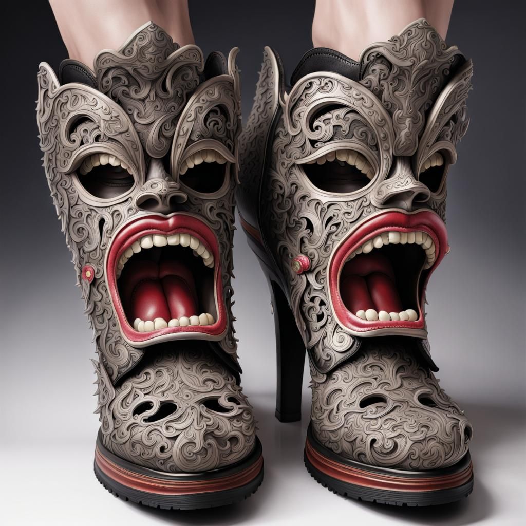 Detailed Shoes with Mouths