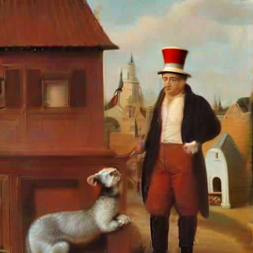 Hyperrealistic Flemish Painting of Striped Top Hat