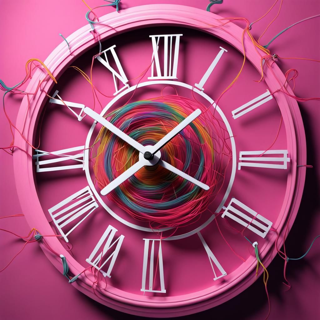 Hyperrealistic Clock Surrounded by Twinkling Strings