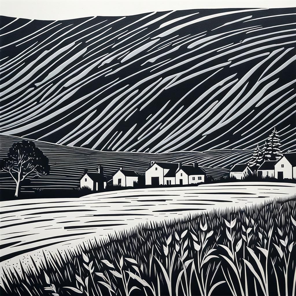 Landscape as Linocut Print