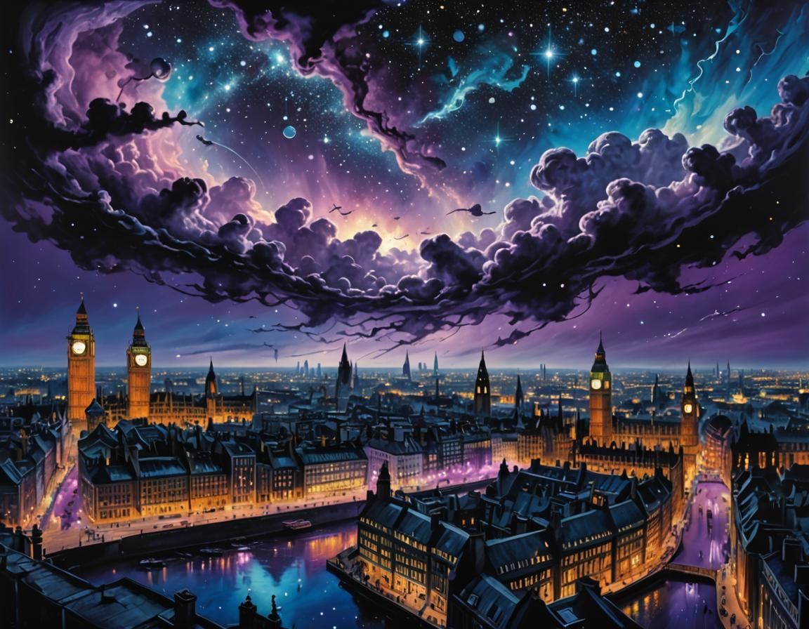 Stellar London Cityscape in a Surrealist Style