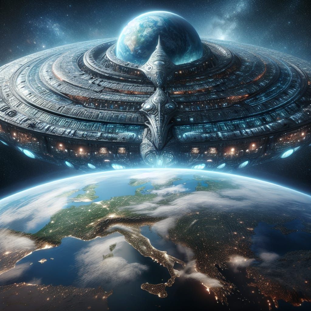 Colossal Spaceship Dwarfs Earth in Digital Rendering