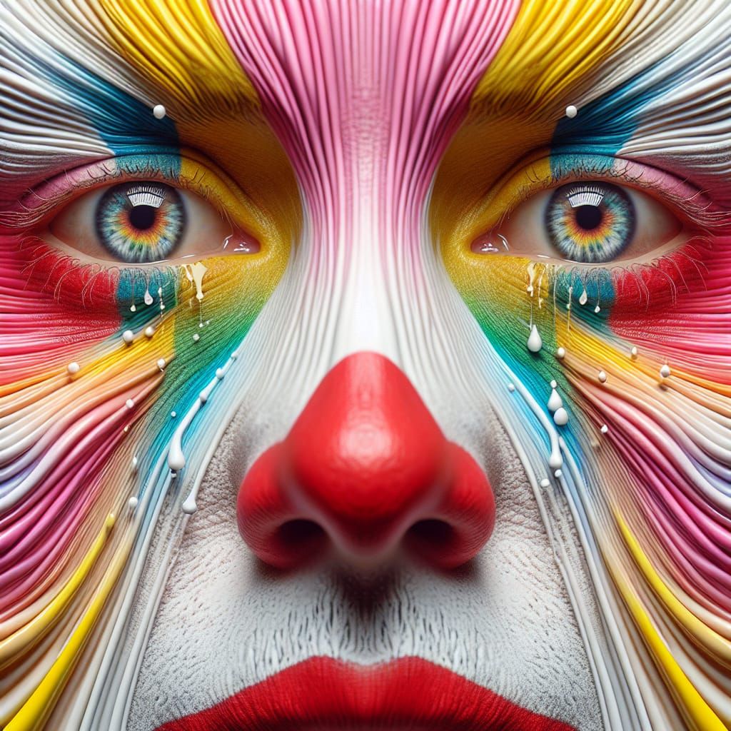 Ultra-Realistic Clown Face with Expressive Eyes