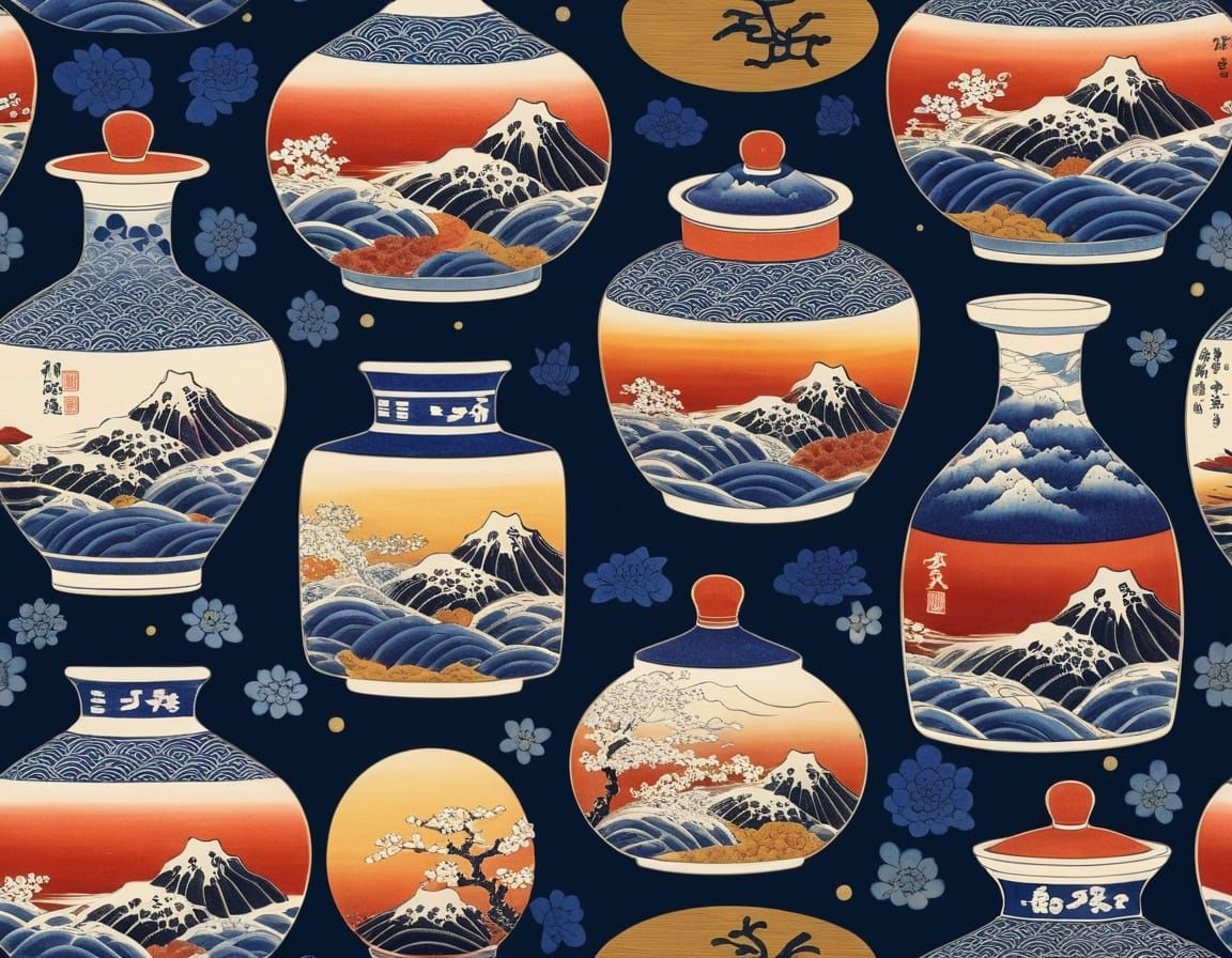 Playful Potions in Ukiyo-e Style