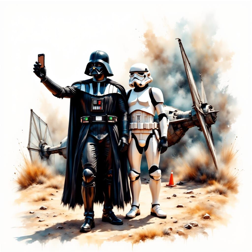 Darth Vader Selfie: Hyperrealistic T-Shirt Design