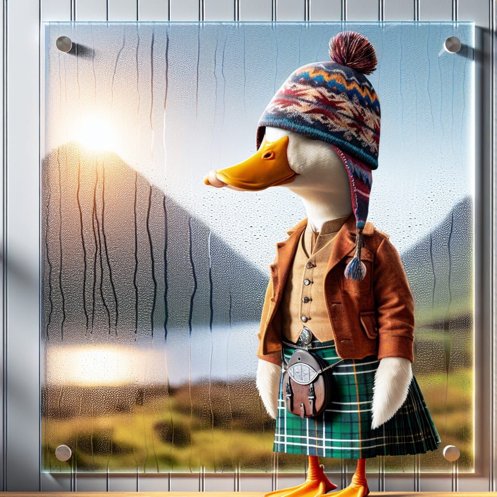 Anthropomorphic Duck in Kilt with Skye Sunlight