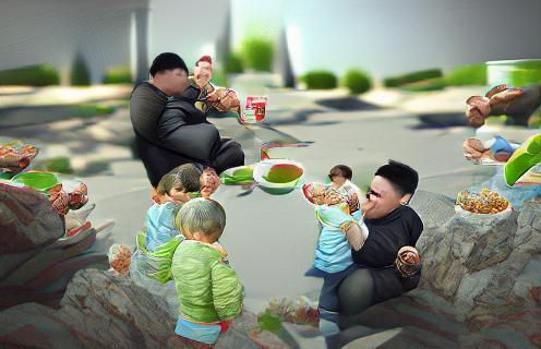 Realistic 3D Render of a Figure Eating