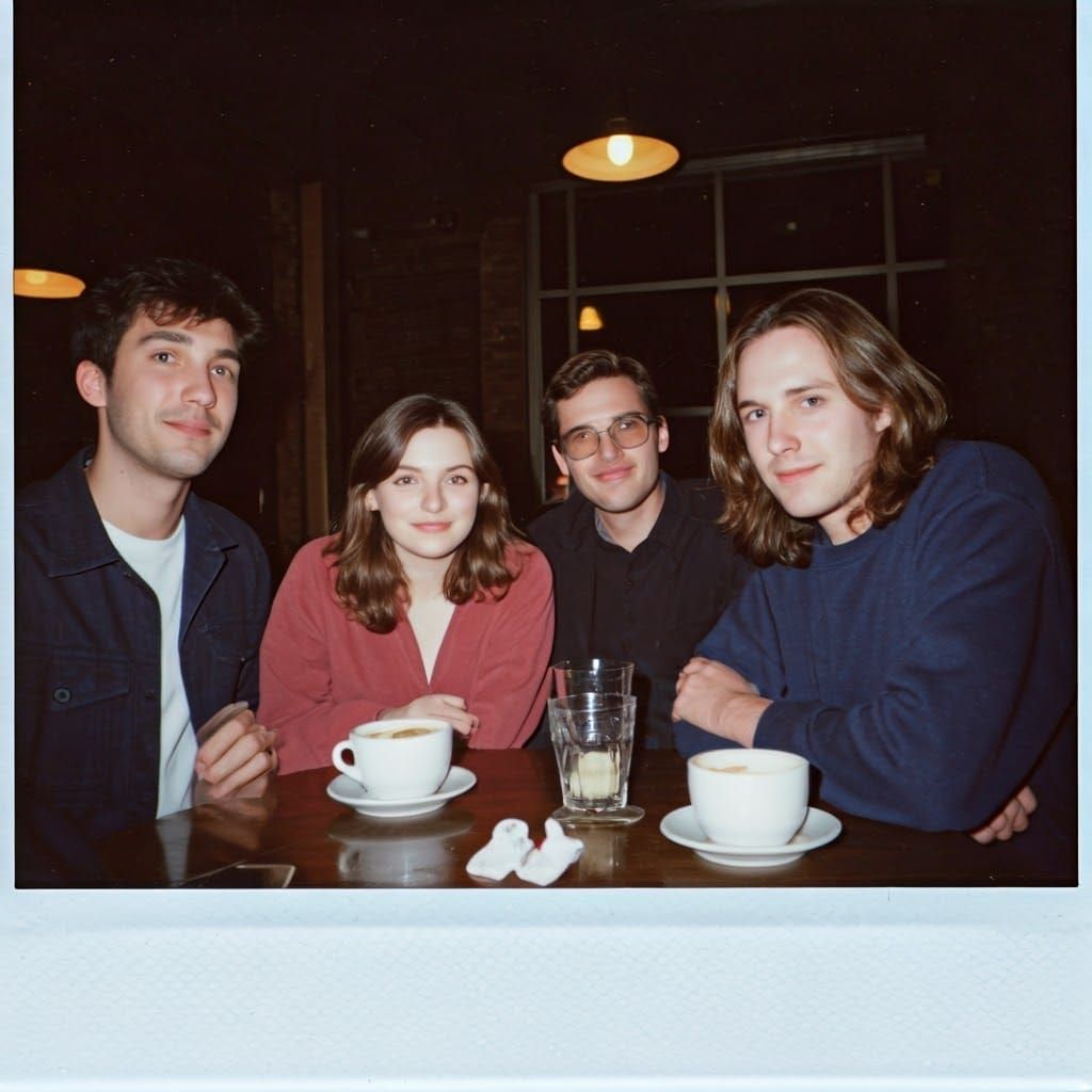 Friends in a Vintage Coffee Shop